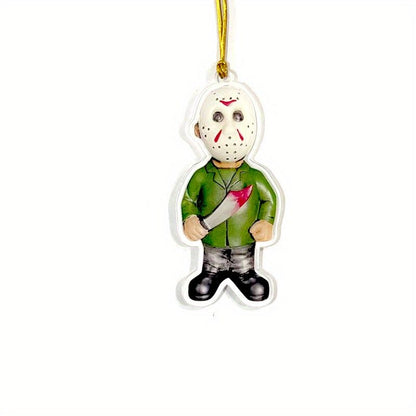 1pc Halloween Decor Horror Movie Character Sculpture Car Hanging Pendant Horror Decoration Funny Pendant Car Dwarf Pendant