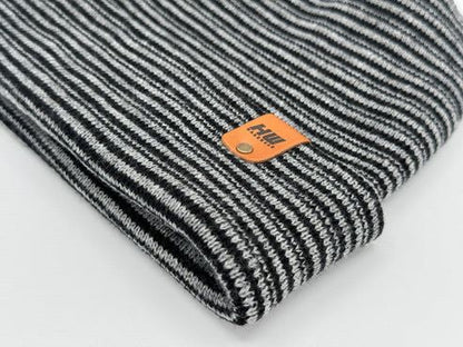 Modern Theta Stitch Contrast Cuffed Beanie (Patent Pending Design)-Gray/Black, Made in USA