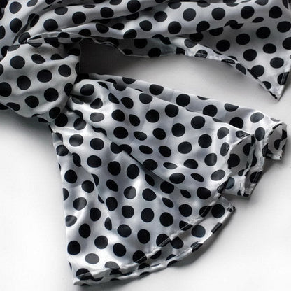 Blando Lovely Black Spots & White Base Design Super Soft Silk Scarf/Wrap/Shawl(Large)