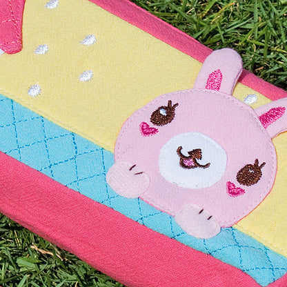 [Rabbit's Home] Embroidered Applique Pencil Pouch Bag / Cosmetic Bag / Carrying Case (7.5*2.8*1.4)