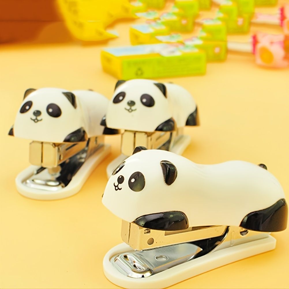 Panda Stapler, Cute Stapler Office Supplies Desktop Stapler Standard Pretty Accessories Commercial Business Decoration Desktop Office Handheld Stapler, School Office Supplies