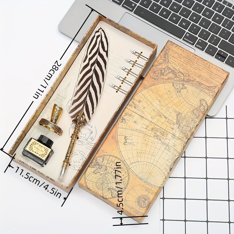 Mother's Day Gift Feather Pen Gift Box Set Dipped In Water Sign Pen European Style Retro Creative Exquisite Gift Box Best Gift For Mom Birthday Gift