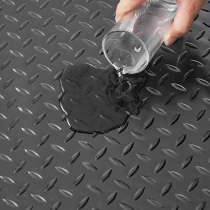 VEVOR Garage Floor Mats 2 Rolls 17 x 3.6 Ft Garage Mat 2.5mm Thickness Black Garage Flooring PVC Garage Mats for Under Car