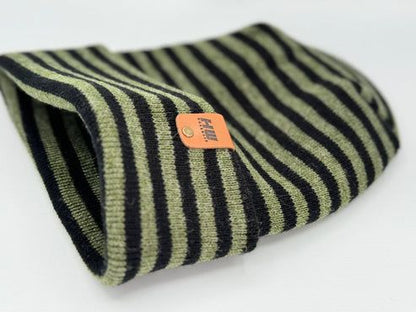 HAAKWEAR Theta Stitch RORO Cuffed Beanie (Patent Pending Design)-Green/Black, Made in USA
