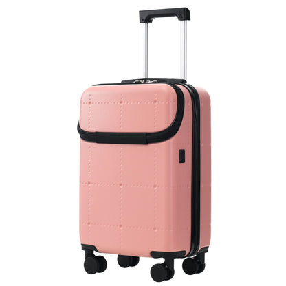 Hardside Luggage Set 5 Piece with Bags,20IN Half-opening Carry on Luggage with USB Port, Expandable 24IN 28IN Luggage with Double Spinner Wheels TSA Lock