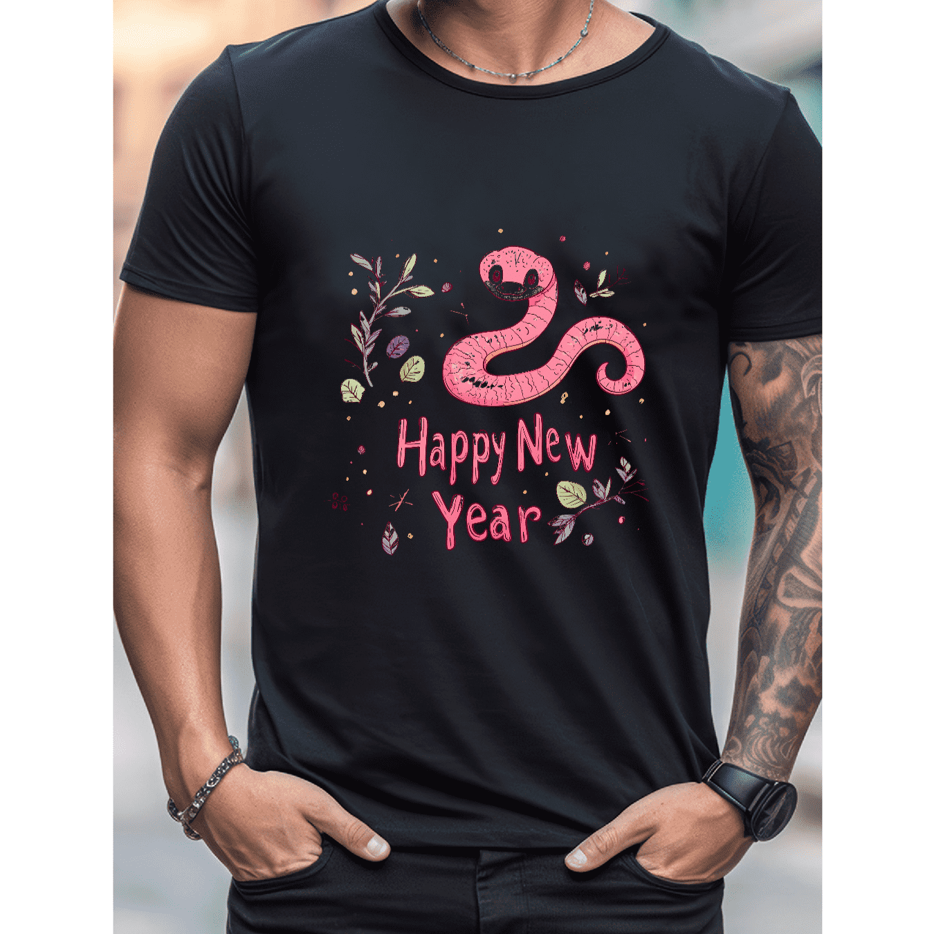 2025 New Year Cotton T-Shirt for Men - Stylish & Comfortable Short Sleeve Tee for All Seasons