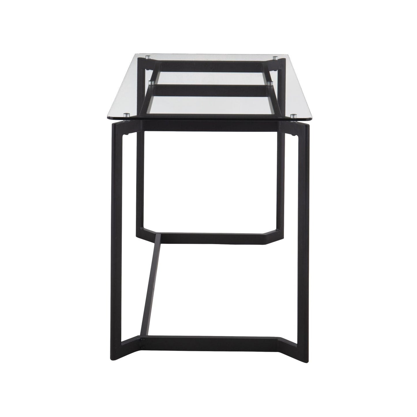 Masters Modern Office Desk in Black Steel with Clear Glass Top by