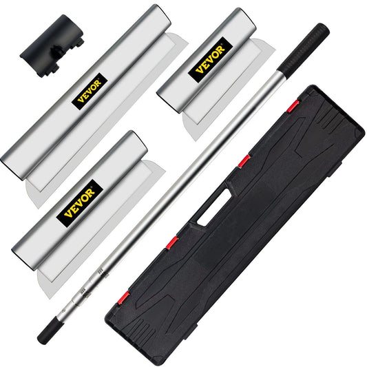 VEVOR Skimming Blade Set,10"+24"+32" Blades + 35"-78" Extension Handle, European Stainless Steel Construction Knife, Aluminum Blade Profile Smoothing Knockdown Spatula for Gyprock/Drywall/Wall-Board