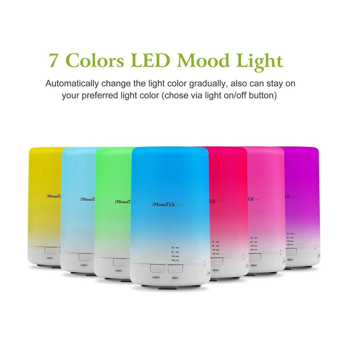 Ultrasonic Cool Mist Humidifier Mini Aroma Essential Oil Diffuser with Colorful Lights 4 Timer Settings