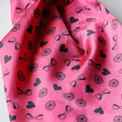 Blando Deep Pink Lovely BOW & Heart & Blosom Design Romantic Comfy Silk Scarf/Wrap/Shawl(Large)