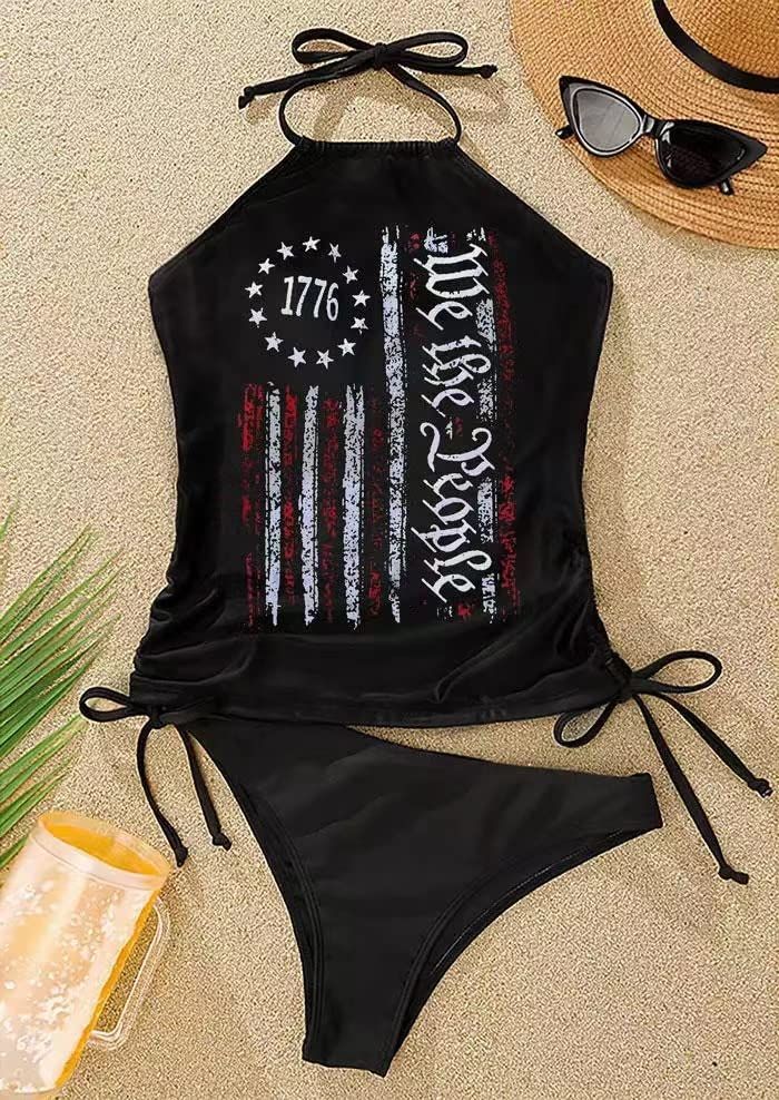 Women's two-piece tankini swimsuits cover the belly and show off their slimness