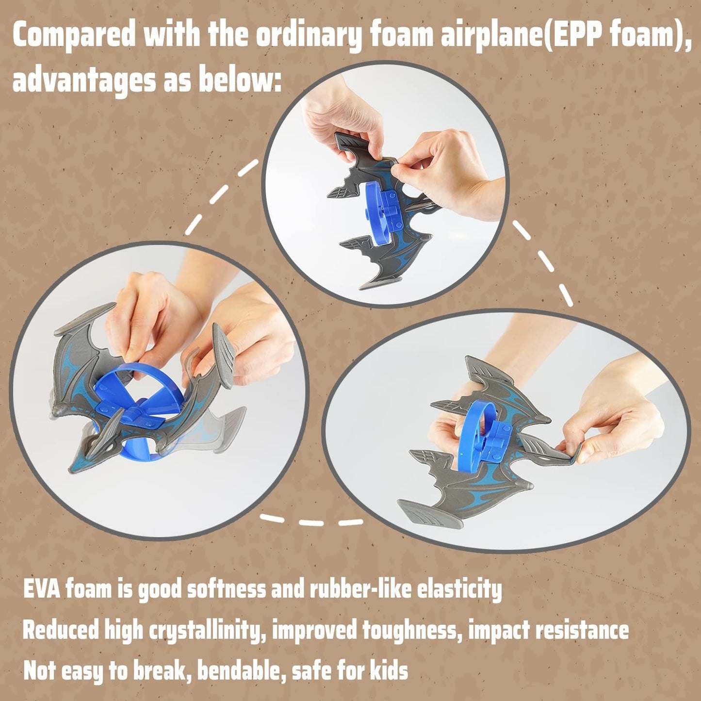 Rocket Launcher Airplane Toy with 4 Dinosaur Targets 2 Foam Pterosaur Shooting Games for Outdoor Kids Toys 5 6 7 8 Year Old Boy Catapult Plane Toy Christmas Easter Gift