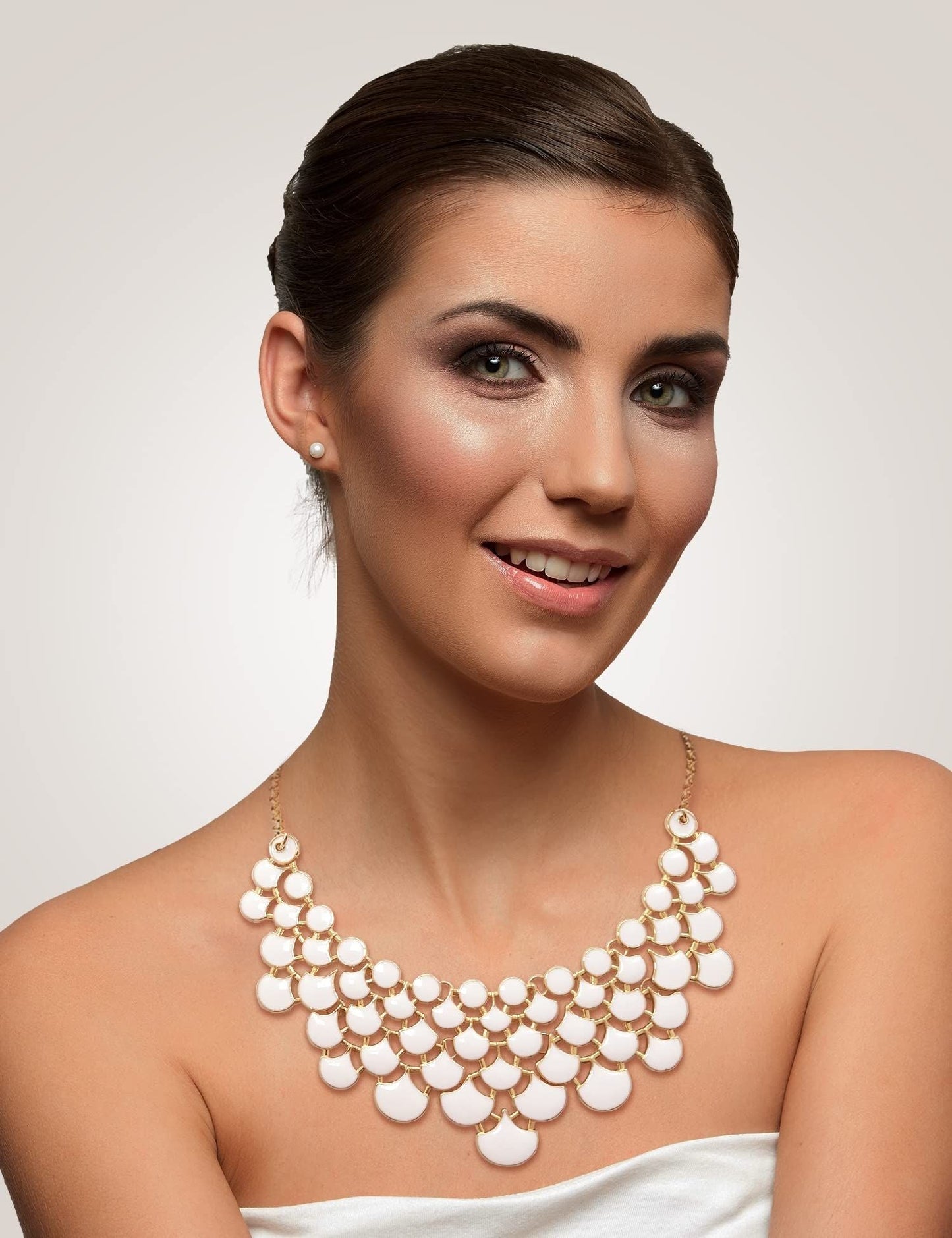 Jane Stone Fashion Statement Collar Necklace Vintage Openwork Bib Costume Jewelry
