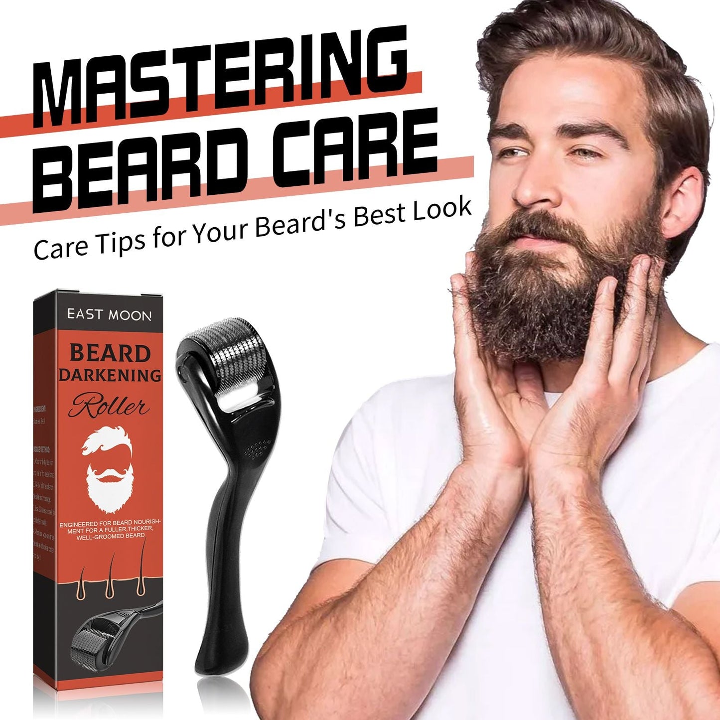 East Moon Beard Bushy Roller, Strong Root Moistens Soft Light For Men Nourishing Bushy Growing Beard Comb