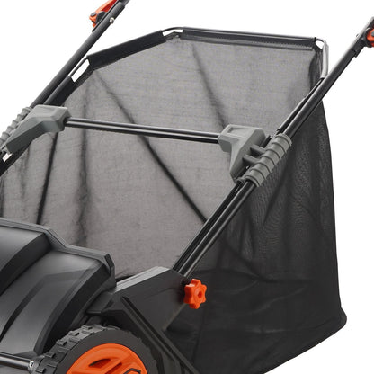 Push Lawn Sweeper, 21inch Leaf & Grass Collector, Strong Plastic Wheels & Heavy Duty Thickened Steel Durable to Use with Large Capacity 3.5 cu. ft. Mesh Collection Hopper Bag, 2 Spinning Brushes