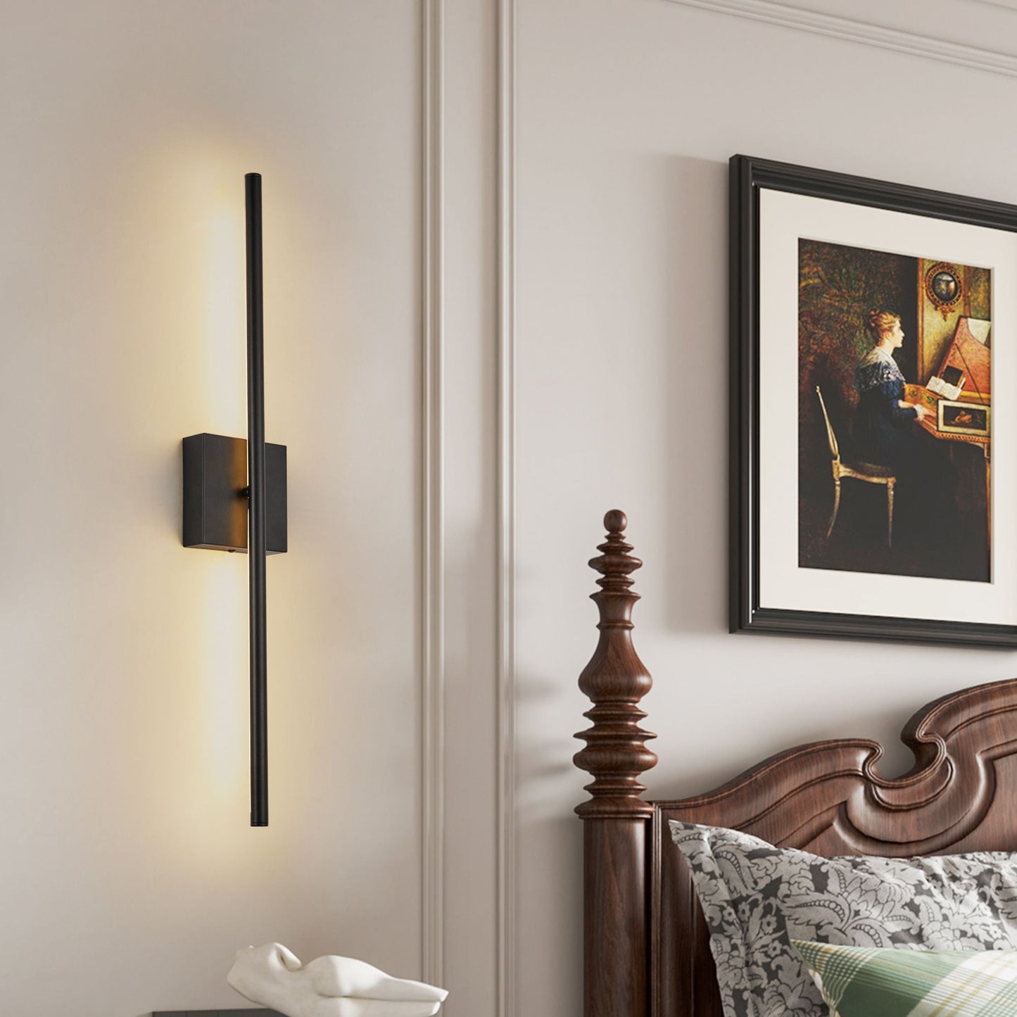 28" 2-Pack Modern LED Wall Sconce, Minimalist Indoor Wall Light Fixtures, Black Matte Finish for Living Room, Bedroom, Hallway, Hotel, and Home Decor