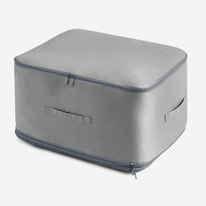 Large Foldable Storage Bag For Comforter Quilt Blanket Clothes Pillows Beddings Self Compression Organizer For Duvet Closet Storage Containers With Dual Zippers