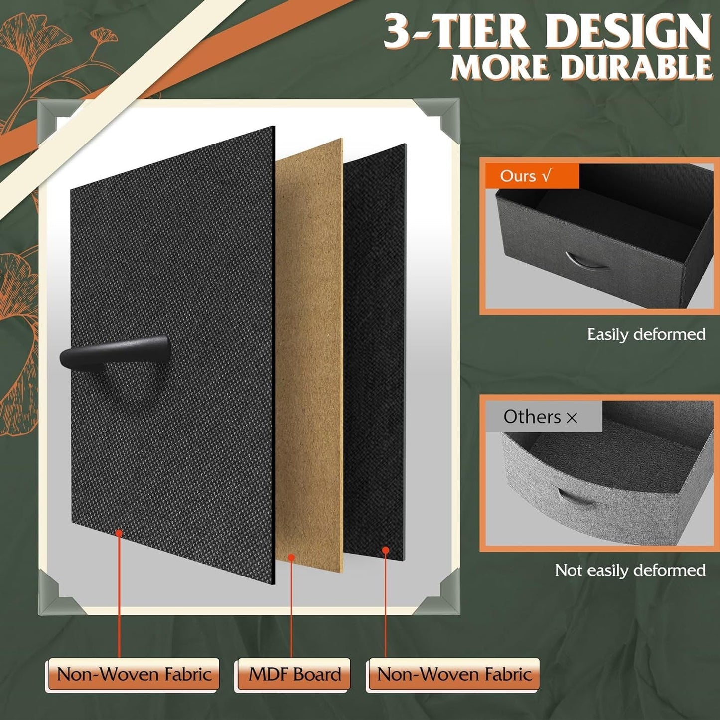 Tall Dresser for Bedroom with 12 Drawers, Dressers & Chests of Drawers, Fabric Dresser for Closet, Living Room, Storage Dressers with Storage Drawers, Steel Frame, Wood Top