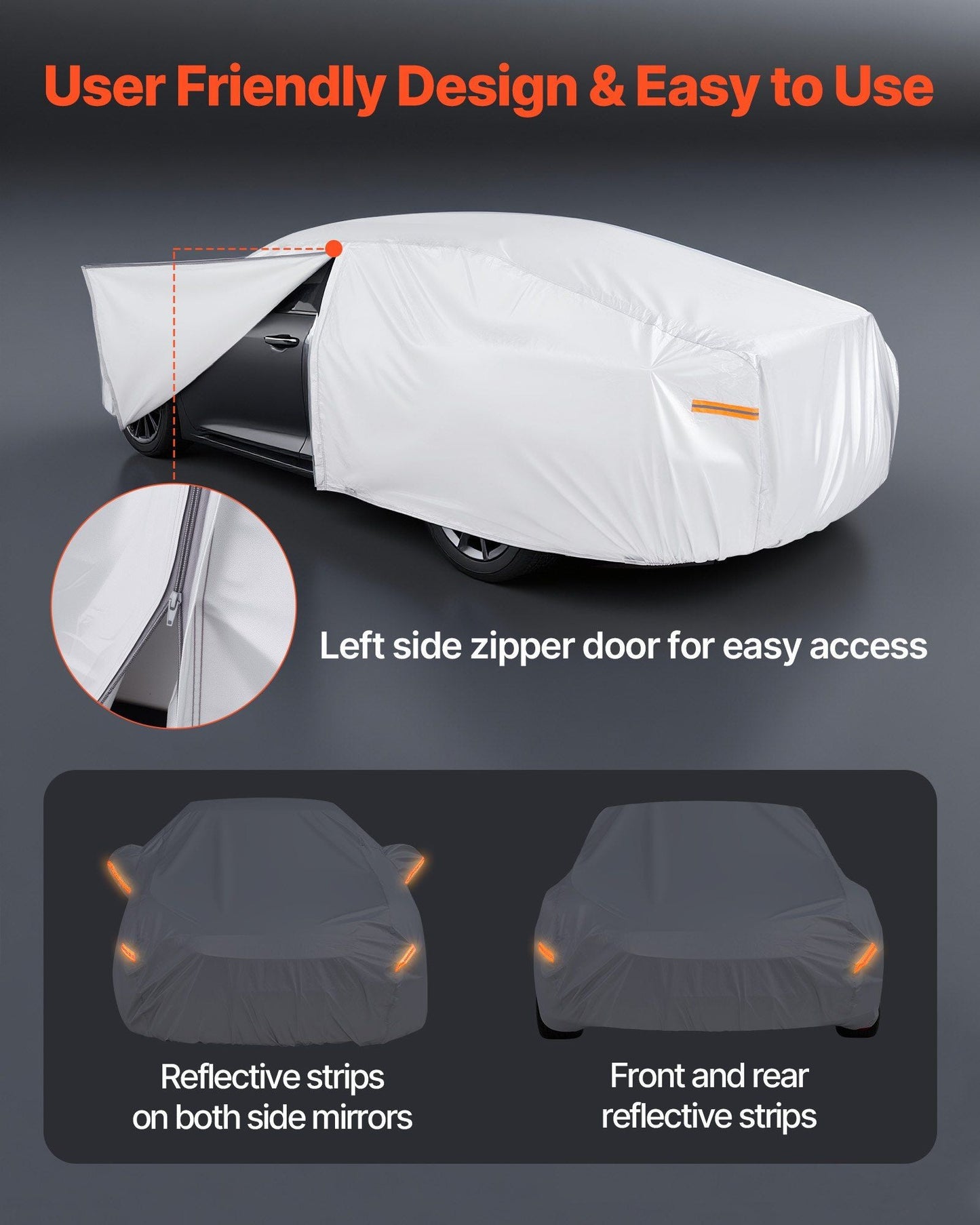 VEVOR Car Cover, Car Cover Waterproof for Toyota RAV4 Compact SUV, Custom-fit All Weather Sun Rain Wind Frost Dust Snow Protection Full Exterior Covers with Door Zipper and Cotton Lining, Silver