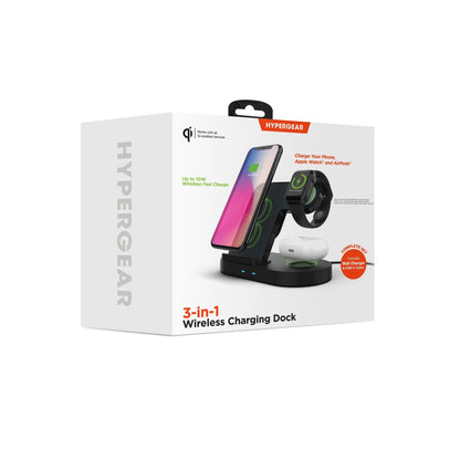 HyperGear 3-in-1 Wireless Charging Dock Black