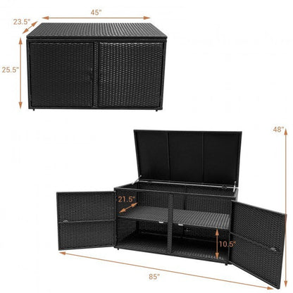 88 Gallon Garden Patio Rattan Storage Container Box