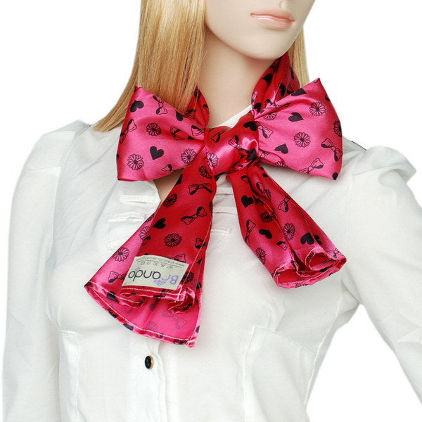 Blando Deep Pink Lovely BOW & Heart & Blosom Design Romantic Comfy Silk Scarf/Wrap/Shawl(Large)