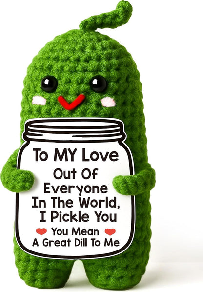 I Love You Gifts for Her Him, Birthday Christmas Gifts for Boyfriend Girlfriend, Wife, Husband, Couple, Romantic Gifts Anniversary Gifts for Women Men, Valentine's Day Gifts Handmade Crochet Pickle