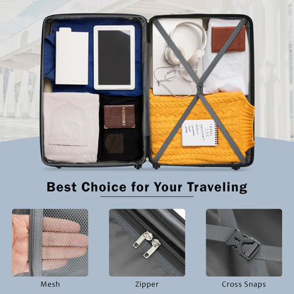 2 Piece Luggage Set with Bags Expanable Spinner Wheels ABS Lightweight Suitcase with TSA Lock 20inch+24inch