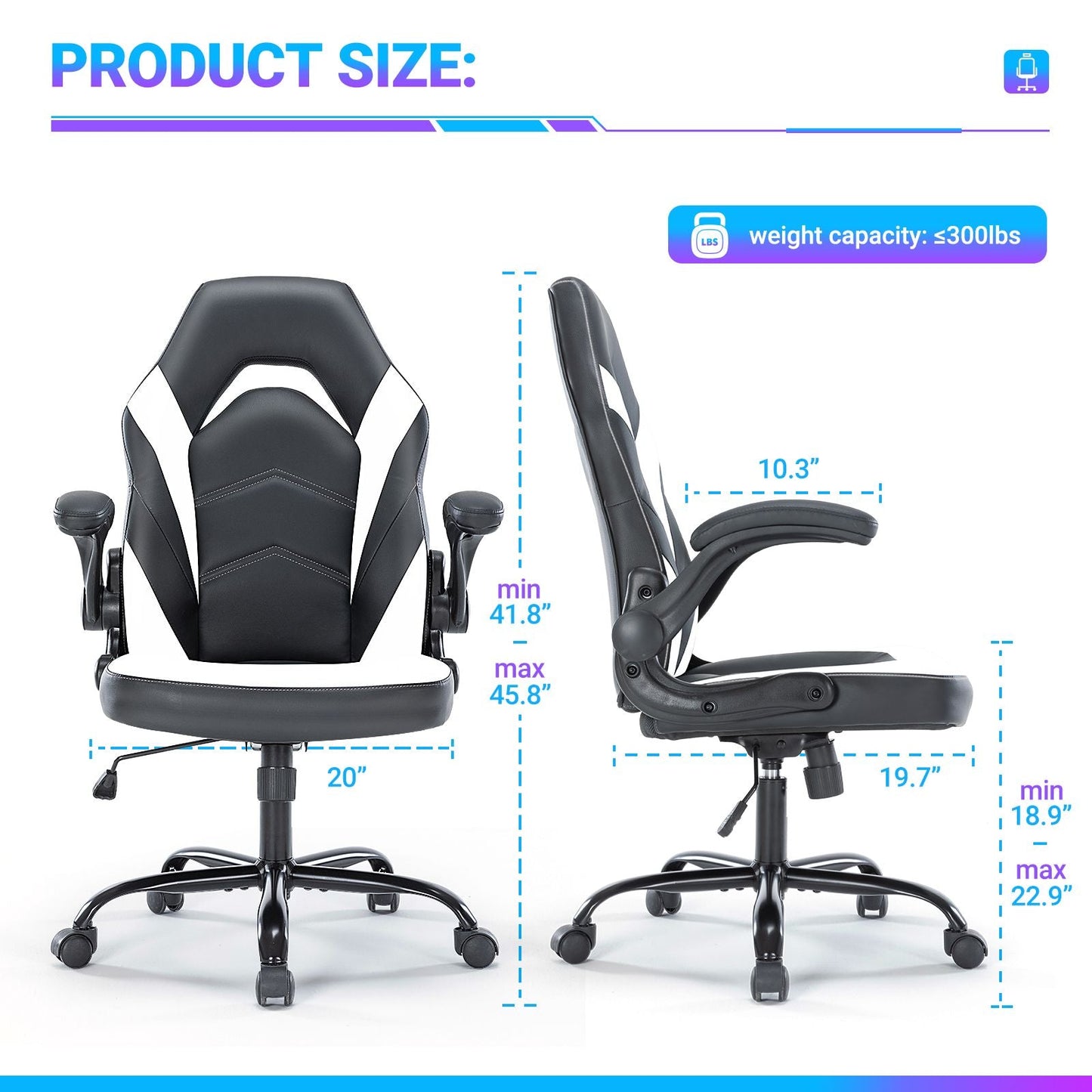 Ergonomic Office Computer Home Gaming Desk Chair Adjustable PU Leather Racing Chair Flip-up Armrest For Christmas Furniture
