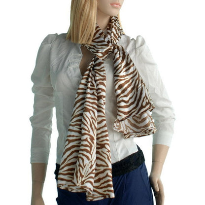 Blando Brown Funky Zebra Animal Pattern super soft Silk Scarf/Wrap/Shawl(Small)