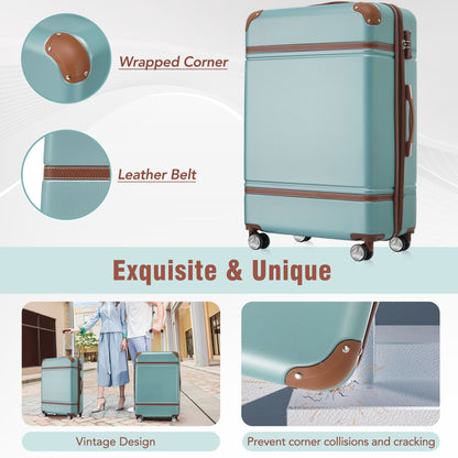 Hardshell Luggage Sets 4 Pieces 20"+24"+28" Luggages and Cosmetic Case Spinner Suitcase with TSA Lock Lightweight
