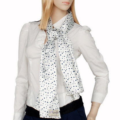 Blando White Background Little Black Dots Douce Extremely Soft Silk Scarf/Wrap/Shawl(Large)