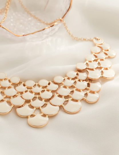 Jane Stone Fashion Statement Collar Necklace Vintage Openwork Bib Costume Jewelry