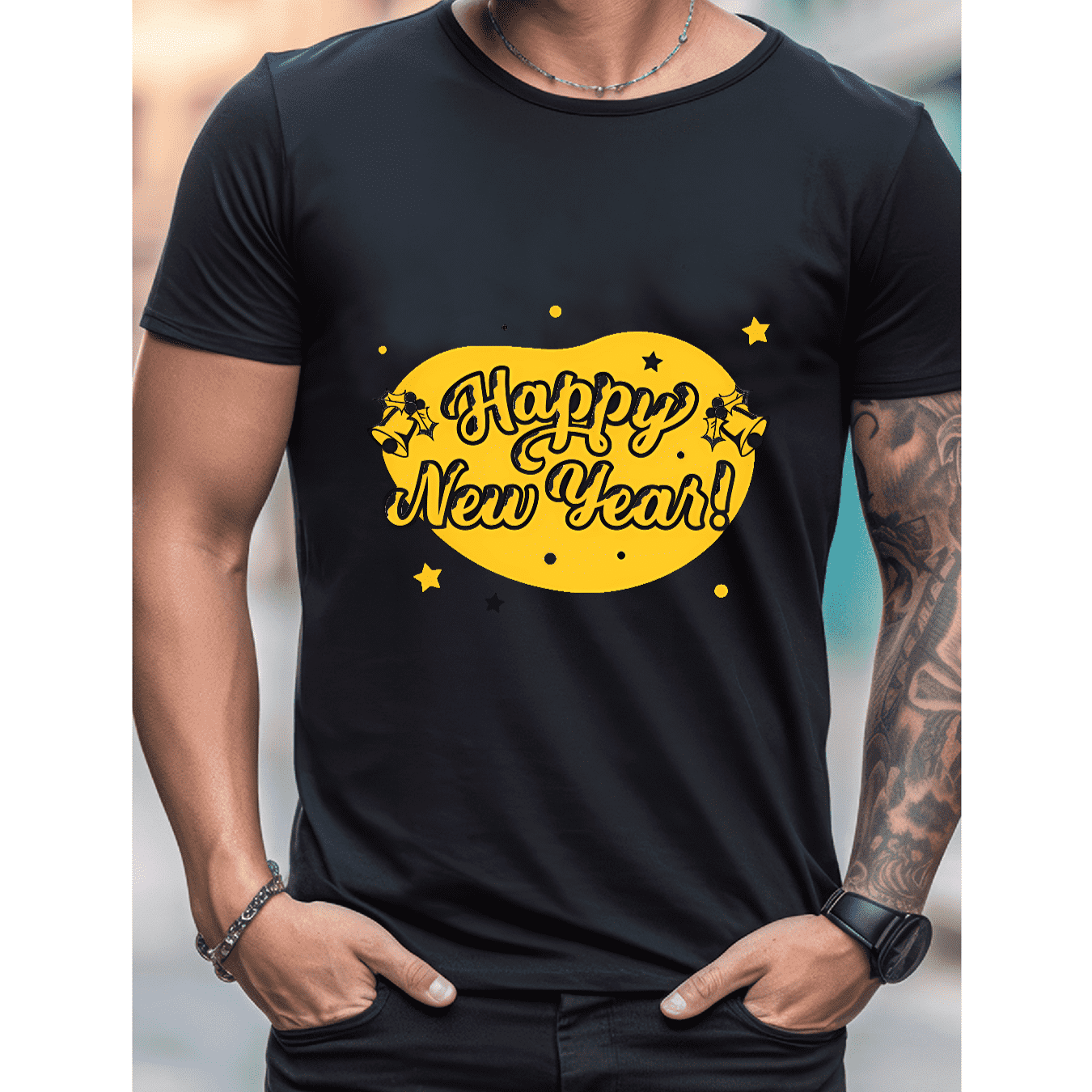 2025 New Year Cotton T-Shirt for Men - Stylish & Comfortable Short Sleeve Tee for All Seasons