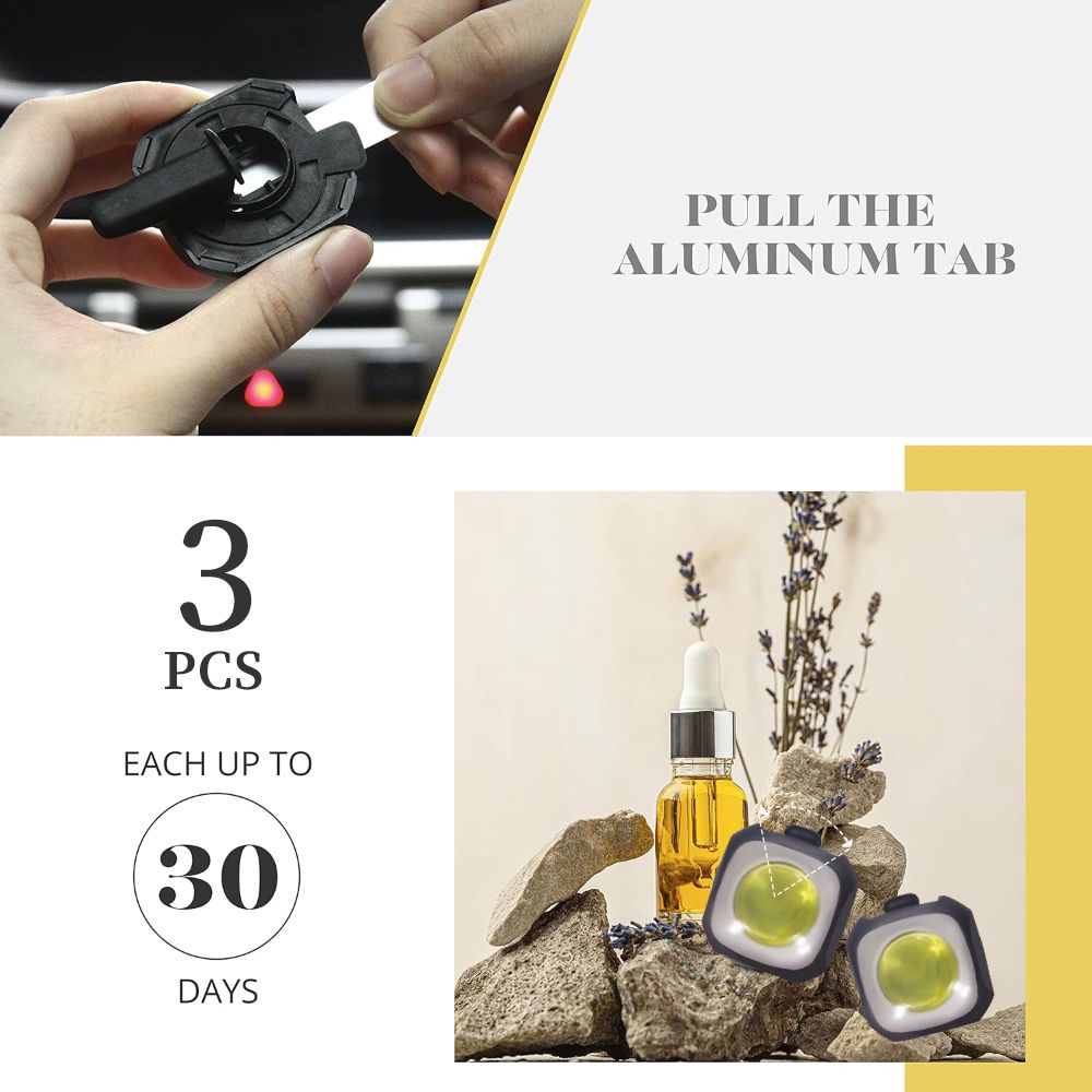 3 Pack Car Air Fresheners - Long Lasting Vent Clips For Men & Women, 3 Pack Up To 90 Days Fits All Car Refresher Odor Eliminator, New Car Scent Variety Pack