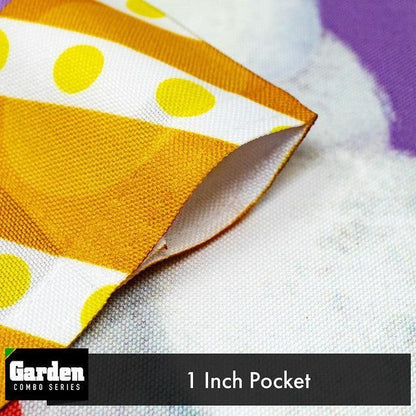 Combo Pack Garden Flag Stand Black 36x16 Inch & Garden Flag Easter Greetings with White Bunny Eggs 12x18 Inch