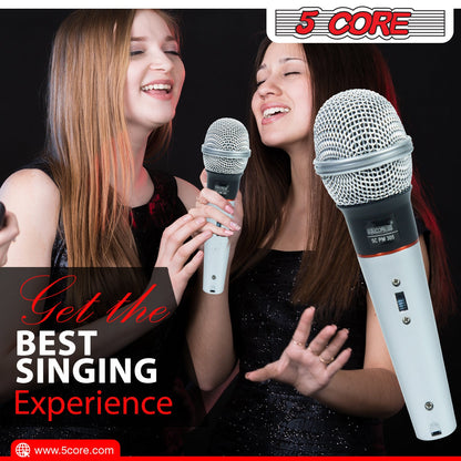 5 Core Microphone Wired Dynamic Vocal Handheld Mic Cardioid Karaoke Unidirectional Microfono w On and Off Switch Includes XLR Audio Cable for Singing, Public Speaking & Parties PM 305