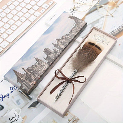 Peacock Feather Pen Dip Water Pen Feather Pen Adult Signature Pen Small Gift Box For Mom, Teacher And Classmates Holiday Gift