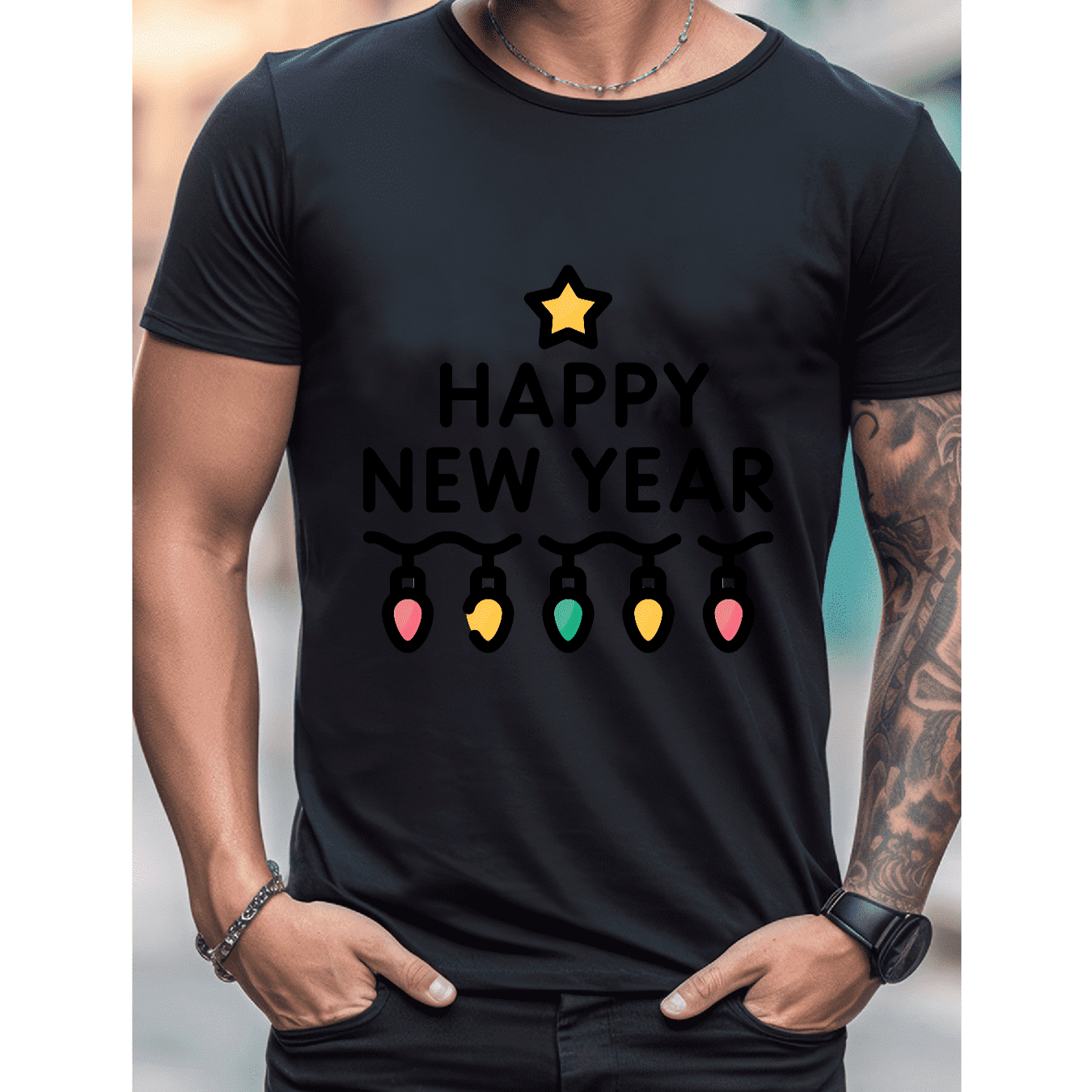 2025 New Year Cotton T-Shirt for Men - Stylish & Comfortable Short Sleeve Tee for All Seasons