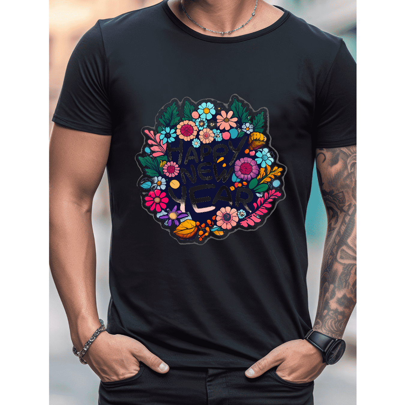 2025 New Year Cotton T-Shirt for Men - Stylish & Comfortable Short Sleeve Tee for All Seasons