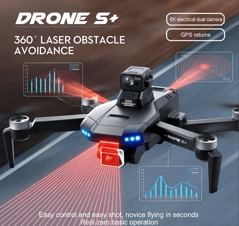 DRONE S+ 6K Electric Tuning Dual-Camera Drone with 360° Laser Obstacle Avoidance, GPS Automatic Return, Perfect Aerial Photography Tool for Beginners with Zero Threshold