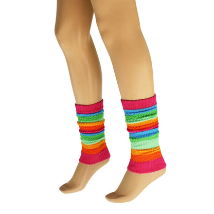 Leg Warmers for Women Colorful Cotton Knitted Leg Warmers 21 Inches 3 Pairs