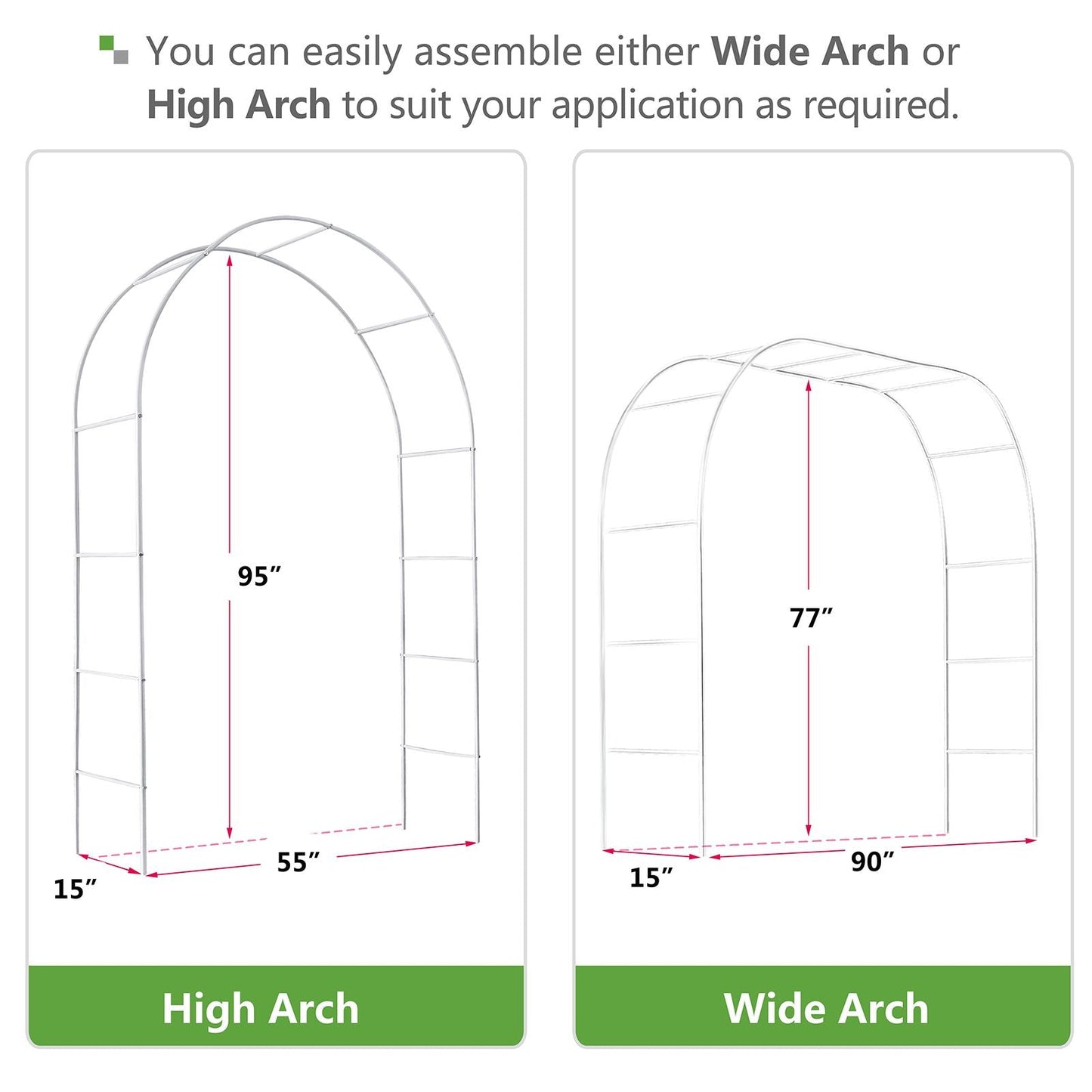 Metal Garden Arch Trellis,Adjustable Arbor Trellis,White