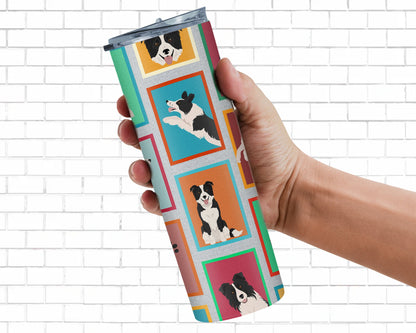 Lots of Border Collie Stainless Steel Skinny Tumbler Vacuum Double Walled Reusable Insulated Tumbler Travel Cup for Coffee Cocktails Gift with Lid, 20 oz