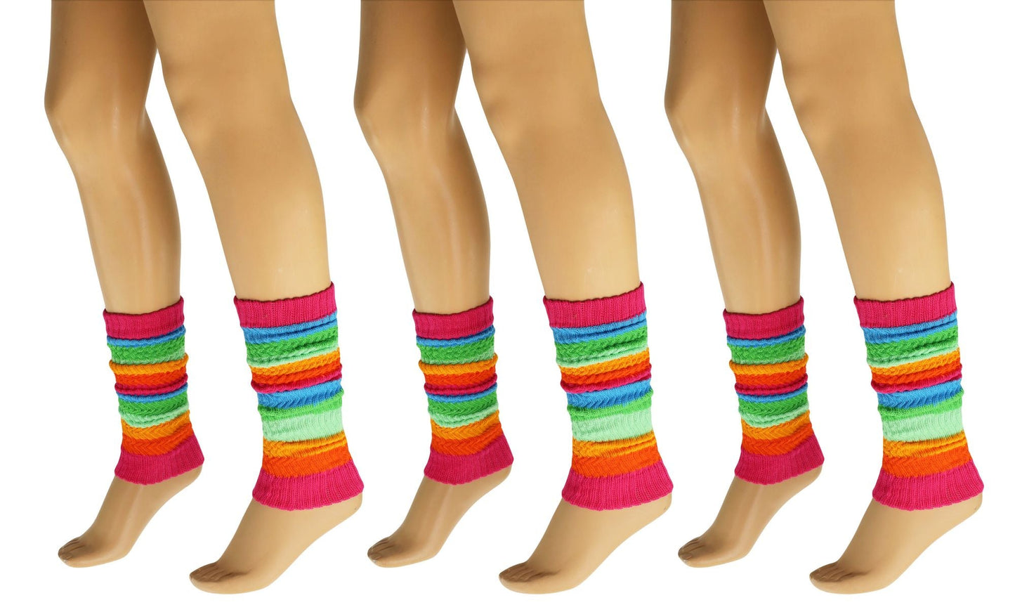 Leg Warmers for Women Colorful Cotton Knitted Leg Warmers 21 Inches 3 Pairs