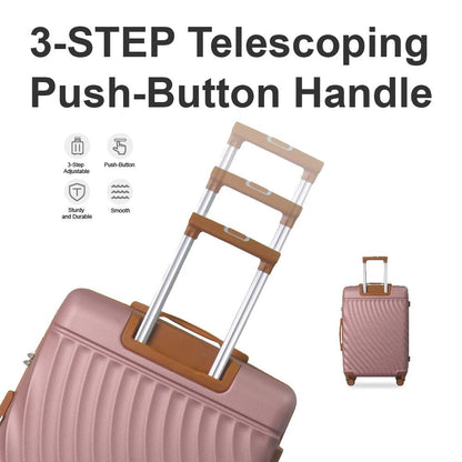 Luggage Sets ABS Hardshell 3pcs Luggage, Lightweight Durable Suitcase sets Spinner Wheels Suitcase with TSA Lock 20''24''28'' Available(Rose Gold )