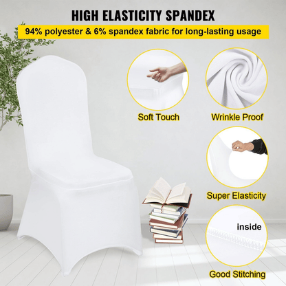 100PCS White Chair Covers Stretch Spandex Folding for Wedding Party Dining
