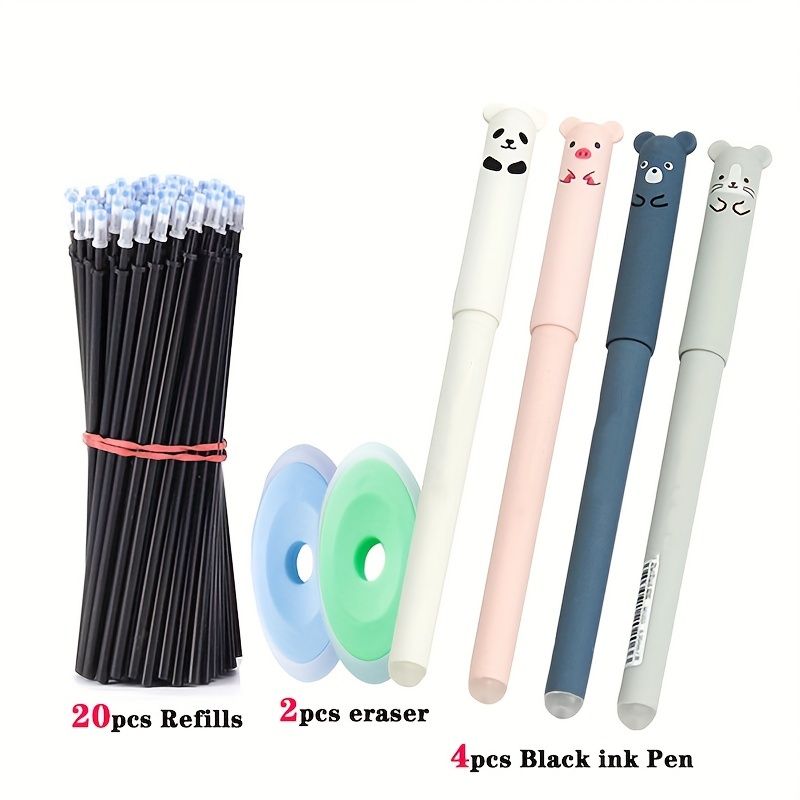 26 Pcs/set Animals Panda Erasable Gel Pen 0.5mm Erasable Pen Refills Rods Washable Handle School Office Supplies Stationery