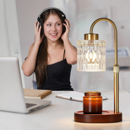 Candle Warmer Lamp with Dimmer and Timer,Home Decor Lamp for Scented Jar,Antique Brass Electric Wax Melt Warmer,Mother's Day/Birthday/Christmas Gifts for Mom/Wife,Adjustable Height,with 2 BulbsCandle