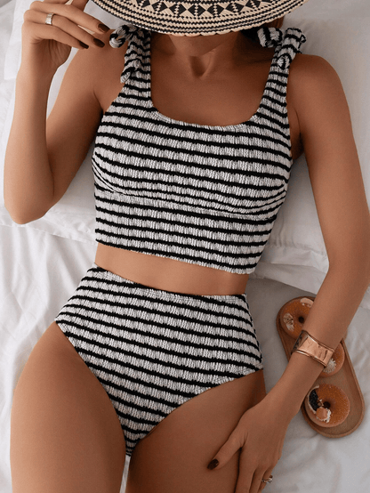 Women's two-piece striped swimsuit